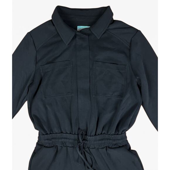 Evereve Myra Long Sleeve Black Jogger Jumpsuit Zip-Up Drawstring Size Small - Picture 6 of 9